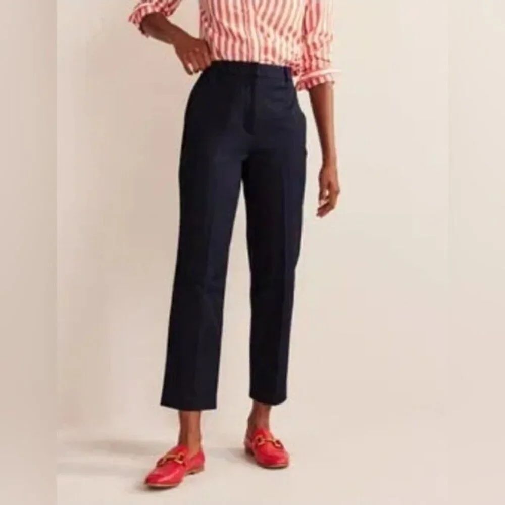 Boden Womens Pants Size UK 12L US 8L Navy blue Kew Bi-Stretch Trousers R0448 NWT